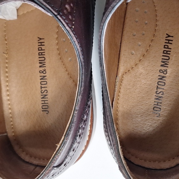 Johnston & Murphy Burgundy Italian Calfskin Conard Preppy Wingtip Oxfords Size 8 - Picture 7 of 12